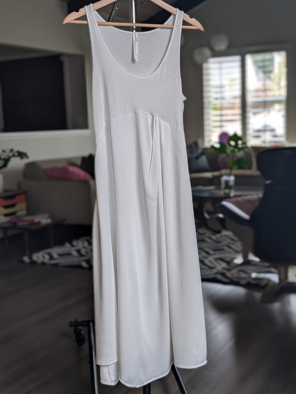Anthropologie The Gemini Ivory Mixed Media Midi Tank Dress Size SP